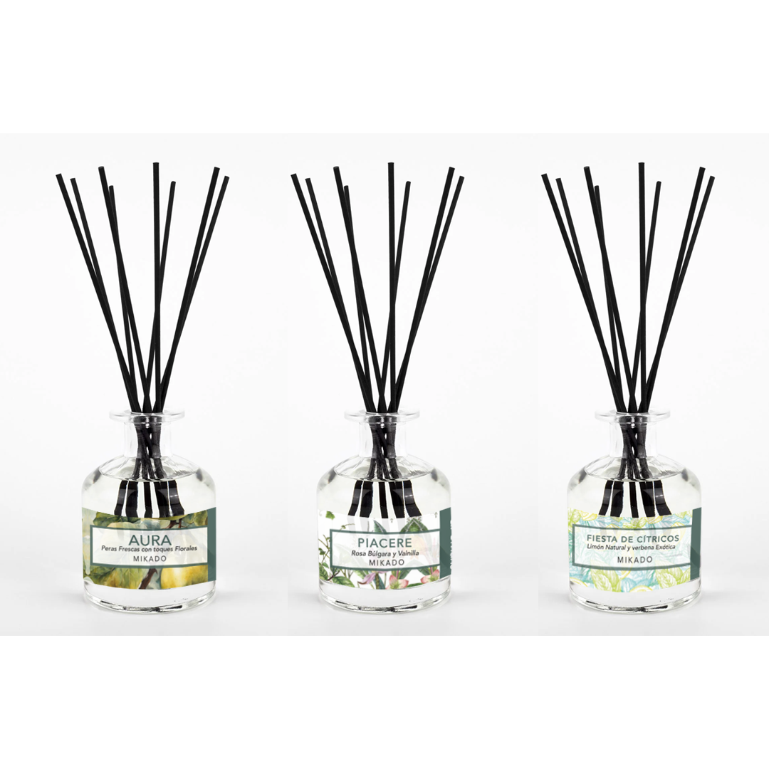 DIFUSOR DE VARILLAS PARA BAÑO, PIACERE, VAINILLA Y ROSA BÚLGARA