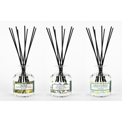 DIFUSOR DE VARILLAS PARA BAÑO, PIACERE, VAINILLA Y ROSA BÚLGARA